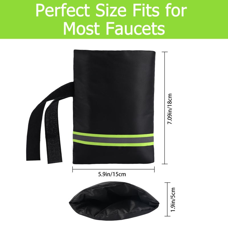 TRIOSEA Outdoor Faucet Cover, Thicken Outdoor Faucet Covers for Winter Freeze Protection 5.9 "" W x 7.1 "" H Green Reflective Strip, Outside Faucet Socks Reusable Waterproof Insulated Wrap Spigot Cover, 2 Pack - Image 4
